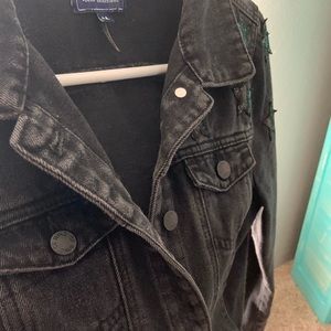 Dark wash denim jacket w/ sequin stars